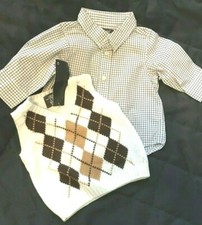 NUOVO  gilet + camicia bimbo neonato 3mesi cm62  100%cotone pullover scamiciato