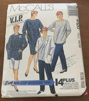 McCall's Pattern #4120 Misses' Jacket Top Skirt & Pants Uncut Size 44-46 c1993