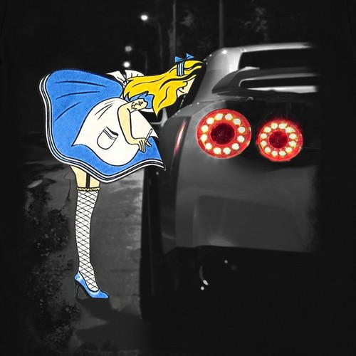 Alice Rabbit Hole Callgirl Wonderland Gtr Skyline T-Shirt - Afbeelding 1 van 4