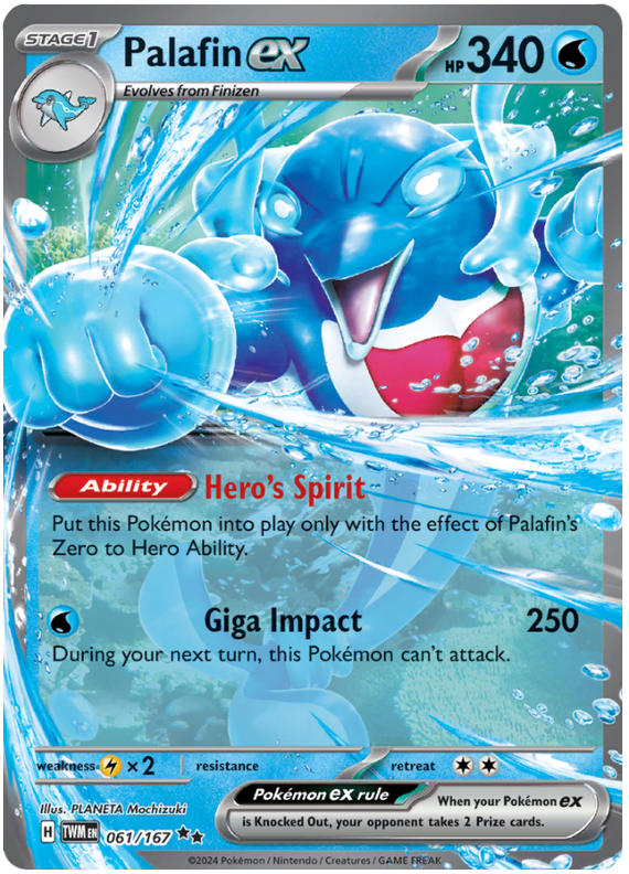 PALAFIN EX 061/167 TWILIGHT MASQUERADE POKEMON (DOUBLE RARE, NM