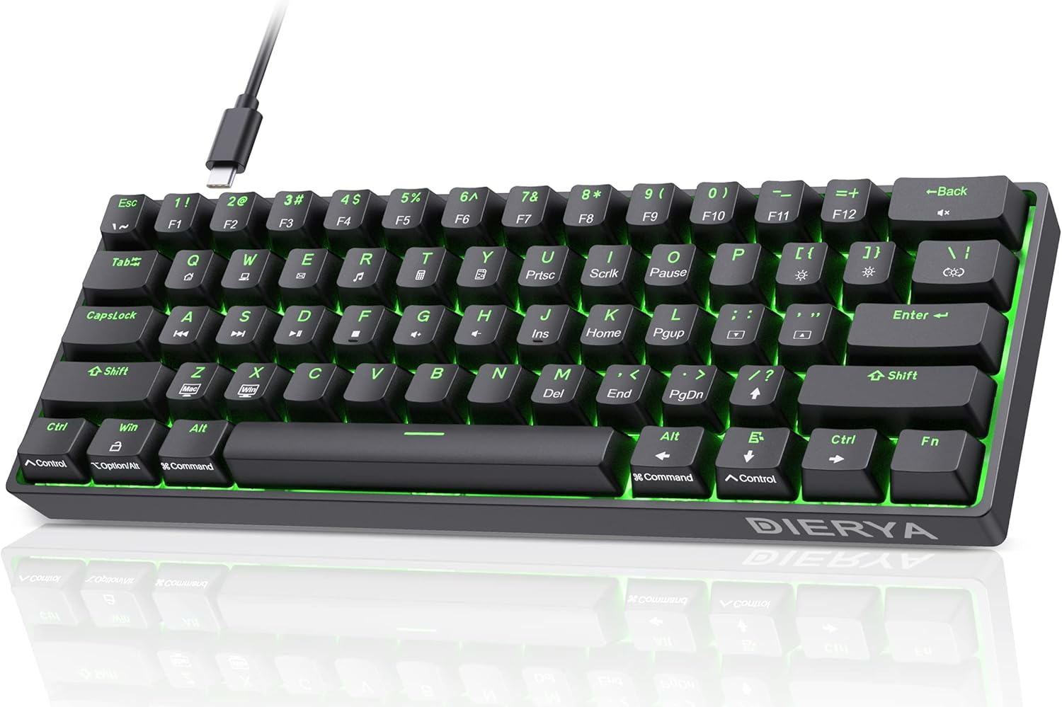60% Mechanical Keyboard, Dk61Se Wired Gaming Keyboard with Red Switches,Led Back-image
