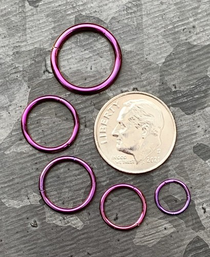 1pc Hinged Segment Ring Septum Clicker Hoop PVD over 316L Surgical Steel - Picture 15 of 35
