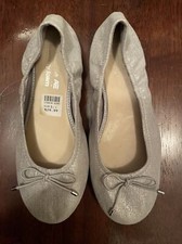 American Eagle Ballet Flats Silver Shoes Youth Girls Memory Foam Size 1.5