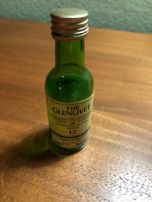 THE GLENLIVET 12 Years SINGLE MALT Scotch Whisky Mini Bottle 50ML GLASS