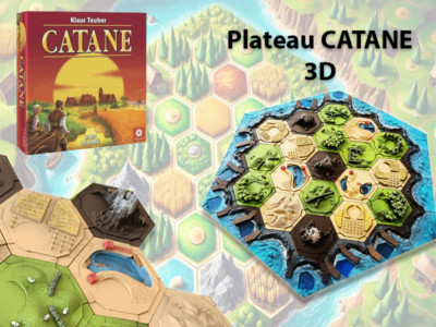   3D Tablett CATANE - handbemalt - Catan kompatibel