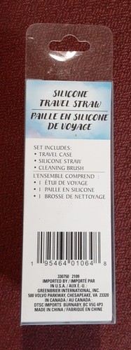 Reusable Silicone Straw With Travel Case and Cleaning Brush Black - Picture 3 of 5