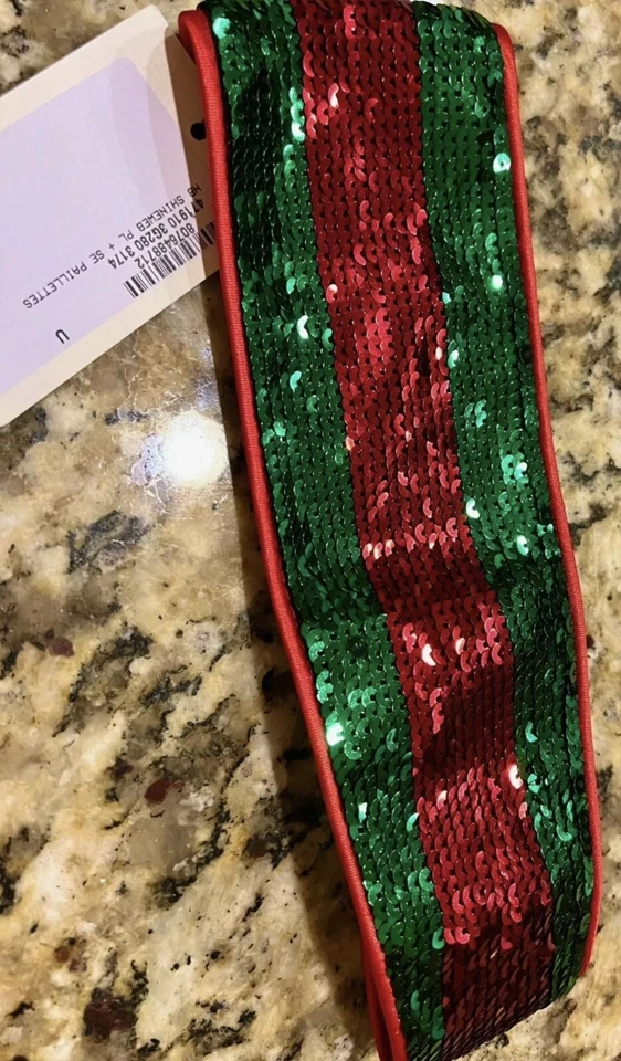 NUEVO CON ETIQUETAS GUCCI 2019 Diadema de Vestido Rojo/Verde Lentejuelas con Bolsa de Regalo38 40 S M L Foto 3 de 4