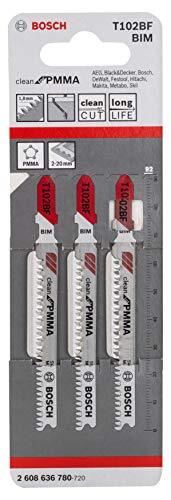 Bosch Accessories 3x Lame per seghetto alternativo Expert T 102 BF Clean for PVC