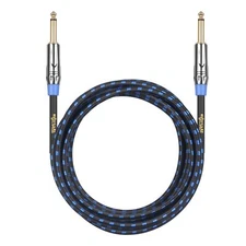 Clef Audio Labs 6.35mm TS to 6.35mm TS, Shell/Blue Braided -10FT-1PK