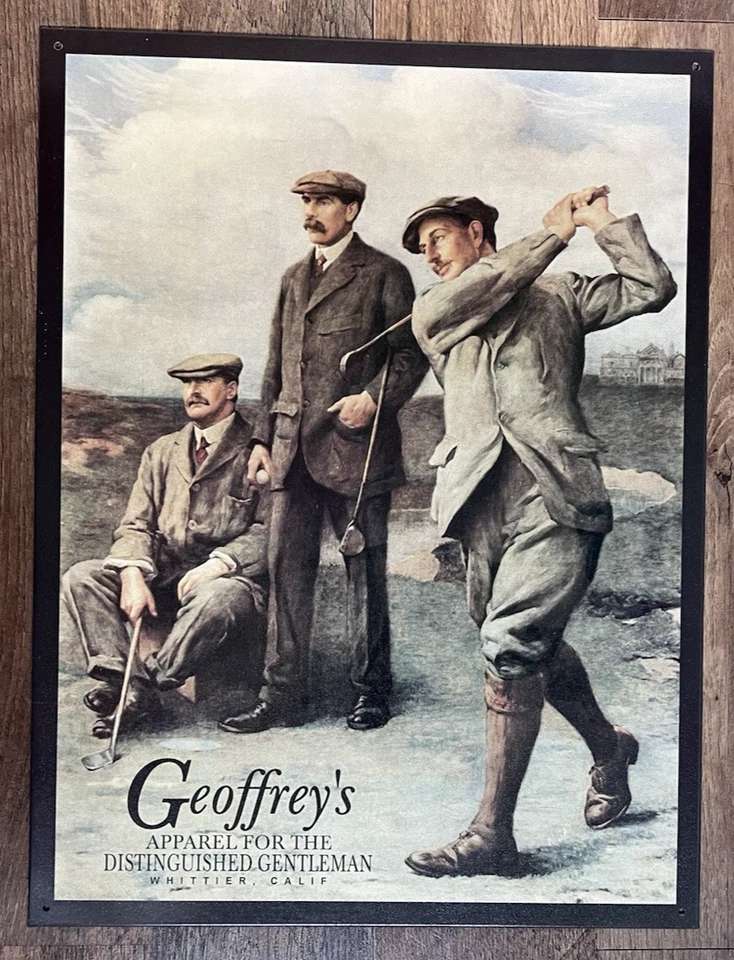 Letrero de hojalata vintage de golf de la era de 1900 "El gran triunvirato" de golfistas británicos 12X16 Foto 2 de 4