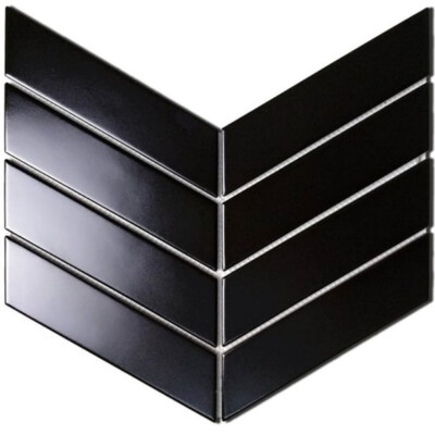 Matte Black Chevron Porcelain Mosaic Tile