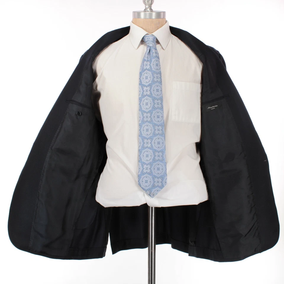 Abrigo deportivo Sartorio 100 % lana nuevo con etiquetas talla 56 EE. UU. 46R en azul marino liso Foto 3 de 4