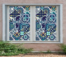3D Green Flower ZHU409 Window Film Print Sticker Cling Stained Glass UV Zoe