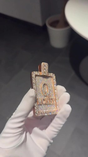 5Ct Round Real Moissanite Customize Q MONEY Letter Pendant 14K Rose Gold Plated - 第 4/7 張圖片