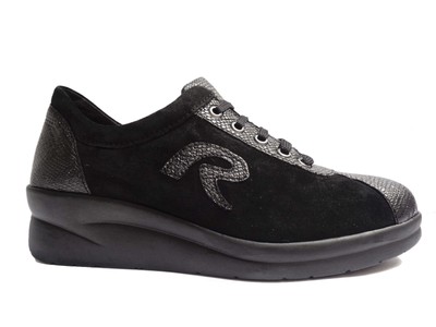Riposella linea comoda scarpe da donna in camoscio/pelle Nero alt. zeppa cm. 4 | eBay