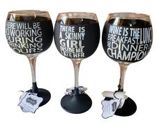 Mud Pie Chalkboard Message Wine Glass, Skinny Girl Inside Wine Is The Lunch