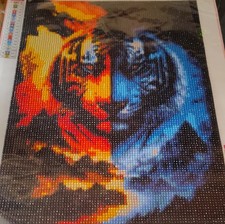 Handmade Diamond Painting Wall Hanging Fire Ice Dragon Yin Yang Art Decor