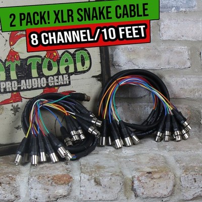 (2x Set) XLR Snake Wires 8 Channel 10 FT | Microphone DMX Hub DJ Digital Mixer