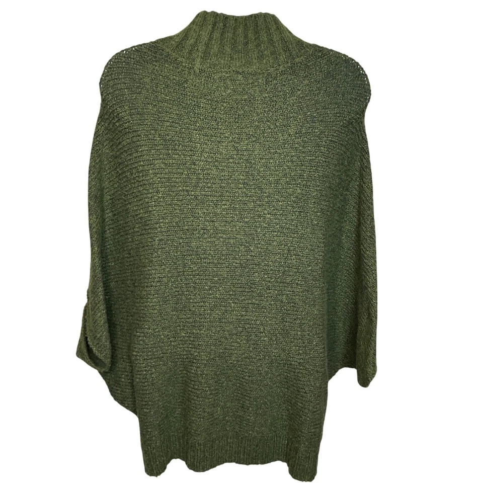 Poncho Suéter Anthropologie Field Flor Mujer Verde Cuello Simulado Talla M Boho Foto 2 de 4