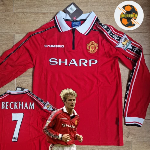 Manchester United 1998 1999 Long Sleeve #7 BECKHAM Home shirt Adults Medium