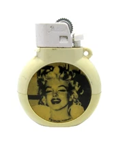 Vintage Marilyn Monroe small round Cigarette Lighter - Works - Fast Shipping!