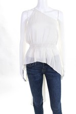 Halston Heritage Womens One Shoulder Blouse Ivory Size Extra Small 11027662