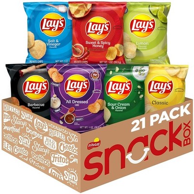 Lay's Potato Chips Variety Pack, 1 oz Bags, (21 Pack) (Packaging and Formula May