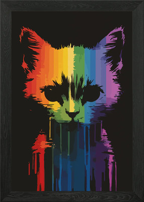Regenbogen Katze Gerahmtes Wandbild Poster Leinwanddruck Bild