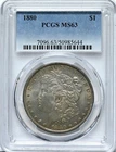 1880 MORGAN PCGS MS63 Graded Silver Dollar MS 63 Coin #7096