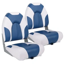 NORTHCAPTAIN Deluxe White/Pacific Blue High Back Folding Boat Seat, 2 Seats
