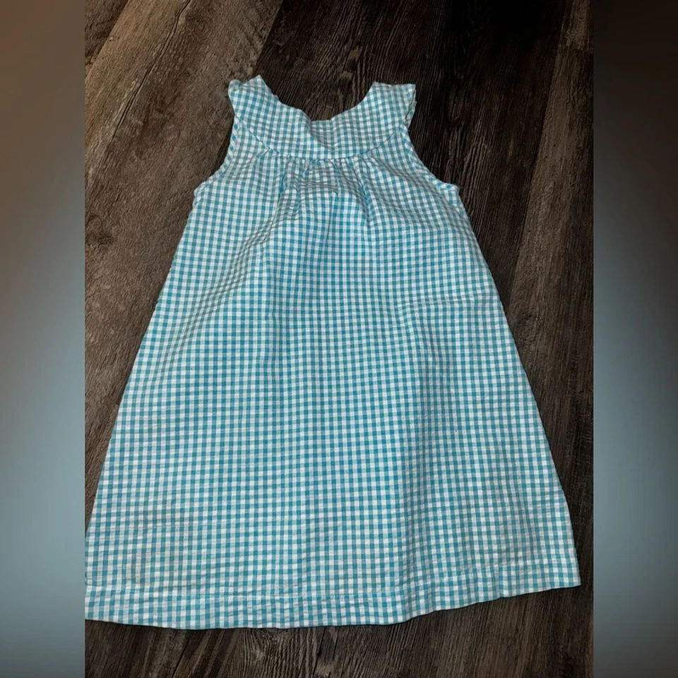 Vestido J. Azul Caqui a Cuadros con Apliques de Rana Foto 4 de 4