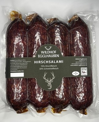 Hirschsalami 4er Pack, 70% Hirschfleisch - Top Qualität