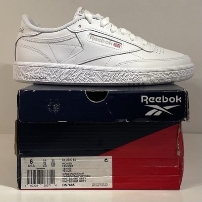 Reebok Club C 85 White Grey (Women's) Size 6 Athletic Shoes (BS7685) - BRAND NEW