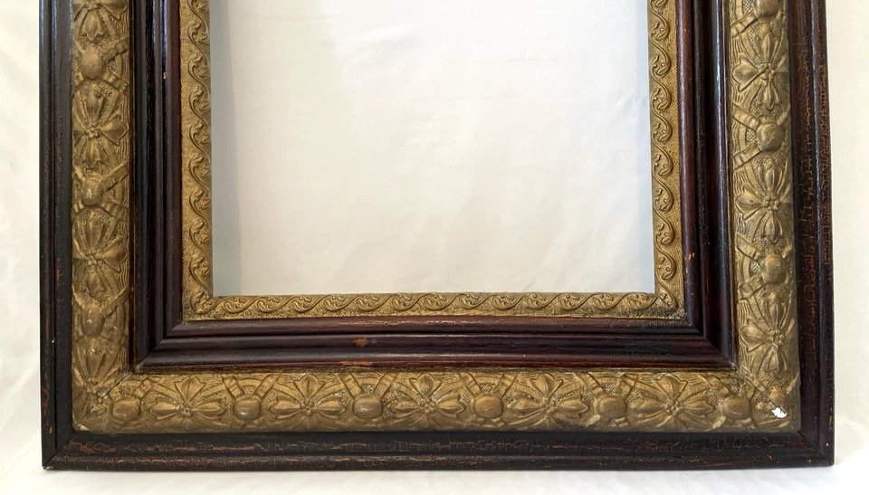 GRAN RETRATO VICTORIANO ANTIGUO MARCO DE CUATRO PIEZAS 16x20 Foto 3 de 4