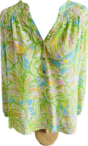 NWOT LILLY PULITZER Elsa Silk Top Elephant Ears Tropical Jungle L FREE SHIP๐๐