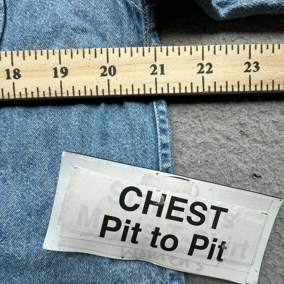 Camisa de mezclilla vintage años 80 Levis Chambray blanca con pestañas abotonadas para hombre XL manga larga Foto 3 de 4