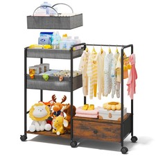 3in1 Diaper Caddy Organizer - Diaper Caddy  Rolling Diaper Cart with Kids Cl...