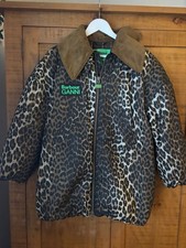 Barbour x Ganni Leopard Print Bomber Coat UK Size 6