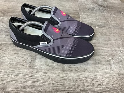 VANS SLIP ON Mens size 6 Womens size 7.5 black dark grey custom fandom shoes