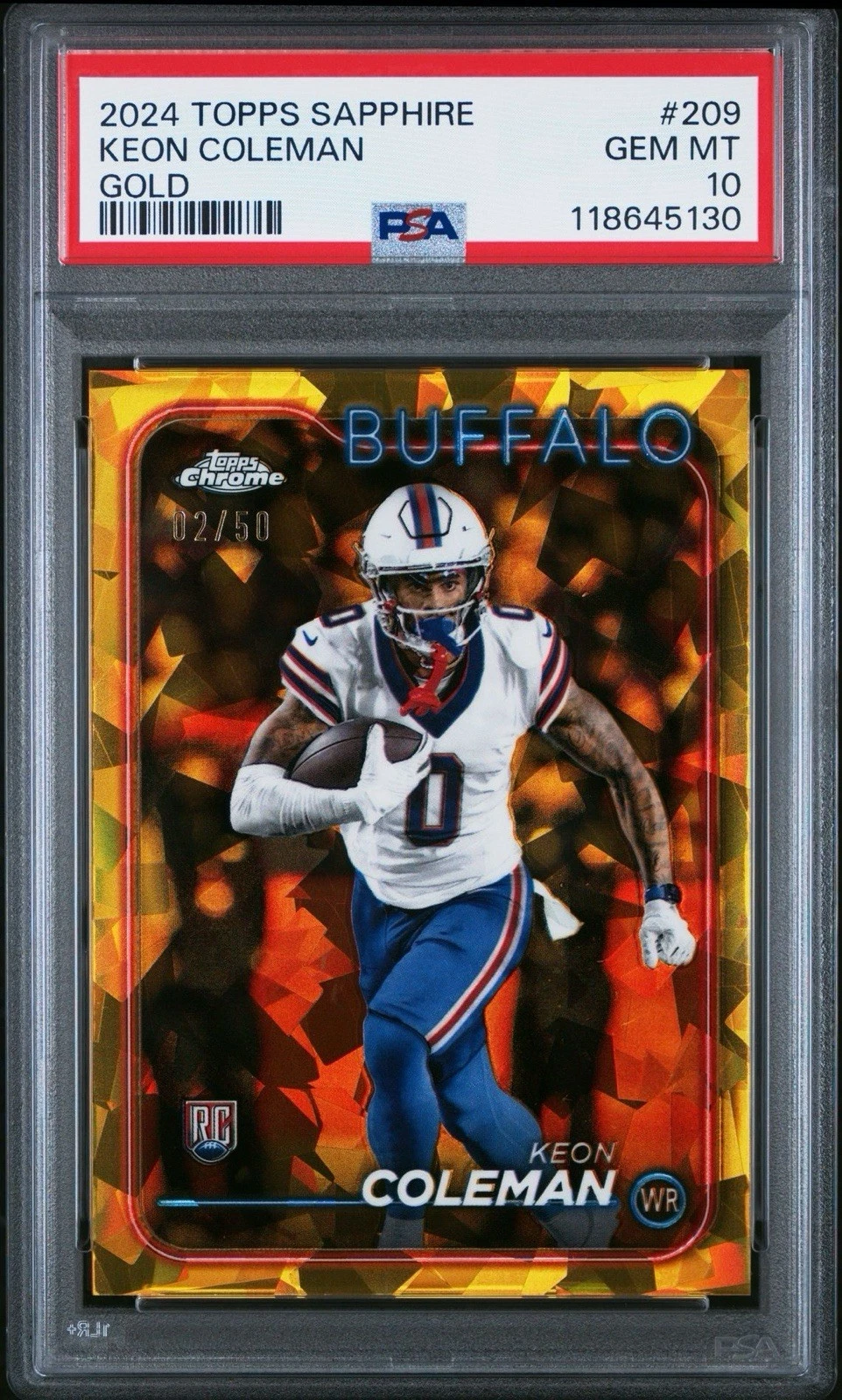 Keon Coleman Topps Chrome Sapphire #209 Gold