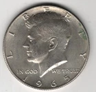 1965 P KENNEDY HALF DOLLAR SILVER .400 UNITED STATES OF AMERICA FIFTY CENTS .50¢