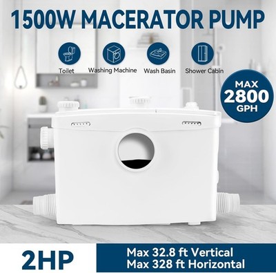 1500W Macerator Pump 2HP Grinding Blade PCB Function Toilet Pump Upflush to 32 