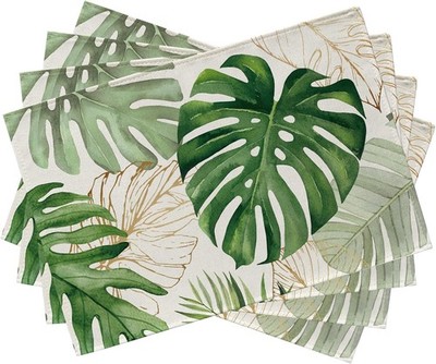 Summer Palm Leaves Tropical Greenery Table Runner, Monstera Home
