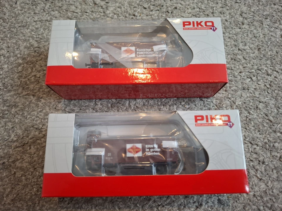 Piko 47033 2er Set Ged Guterwg G02 Forkschritt DR Ep III Wagon Set - TT - NEW - Image 2 of 4