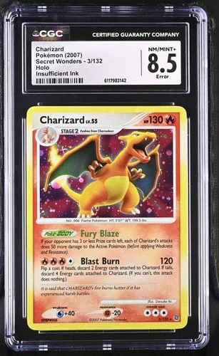 CGC 8.5 Charizard 2007 Secret Wonders 3/132 Holo Pokemon Card