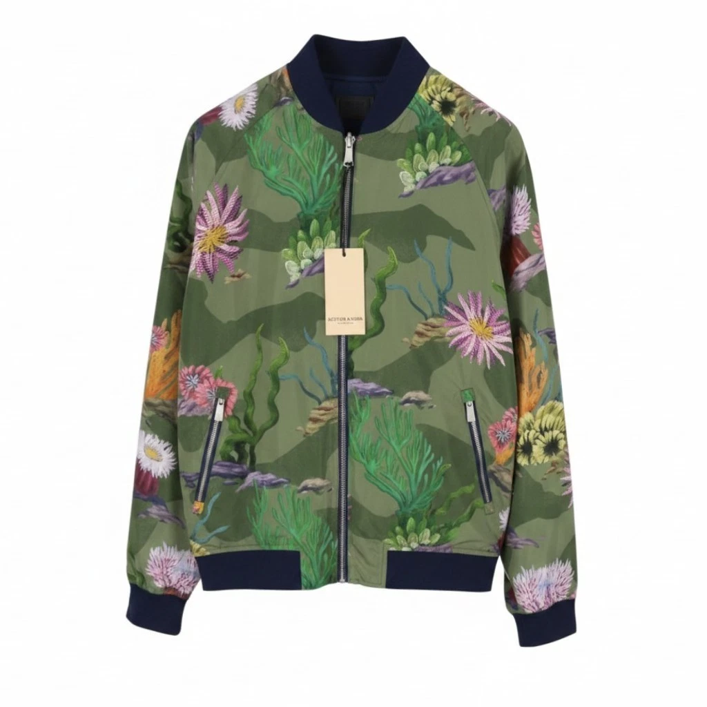 SCOTCH & SODA Men Jacket M Patterned Reversible Lightweight Zip Bomber DDP image 1