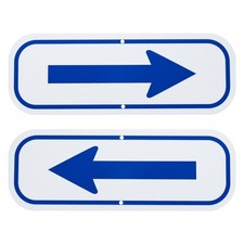 2-Pack 9.84 x 3.54 Blue Aluminum Reflective One-way Arrow Sign White/Blue 