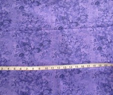 1 yd Cotton Fabric Purple with Purple Dark Purple Flowers