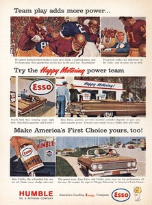 1963 Humble Oil: Team Play Adds More Power Vintage Print Ad