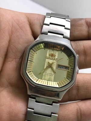 Vintage Orient Crystal 469345-4A Automatic 21J Elegant Dial Men's Wristwatch